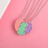 A Girl 3Pcs/set Heart-shaped Stitching Letter Best Friend Necklace BFF Friendship Jewelry Gifts for Girls