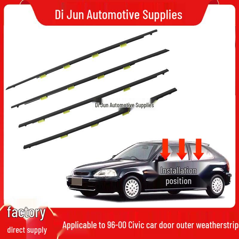 Honda Civic 96-00 Door Glass Outer Weatherstrip Trim. Left Front Door
