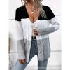 Women European American Lazy Style Striped V Neck Long Sleeve Knit Cardigan Sweater