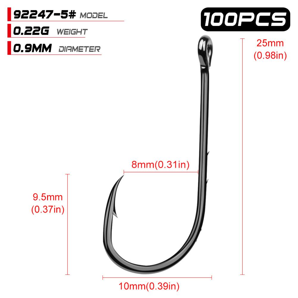 100pcs High Carbon Steel 1#-6/0# Fishing  Hook Single Barbed Hook Fishing Accessories