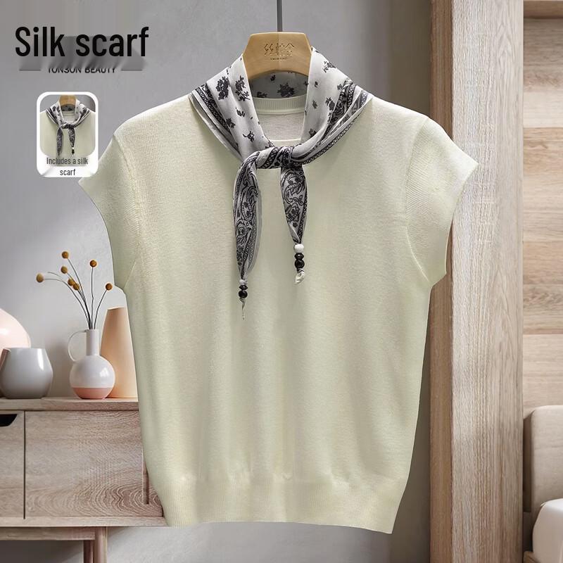 Women s Summer Round Neck Wool Blend Knit Top XL