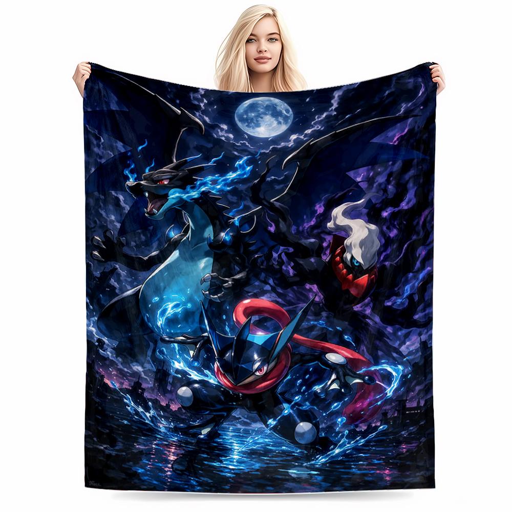 Dark-Themed Cartoon Characters blanket with Fantasy Elements Design blanket, suitable for use in the bedroom, living room, on the sofa