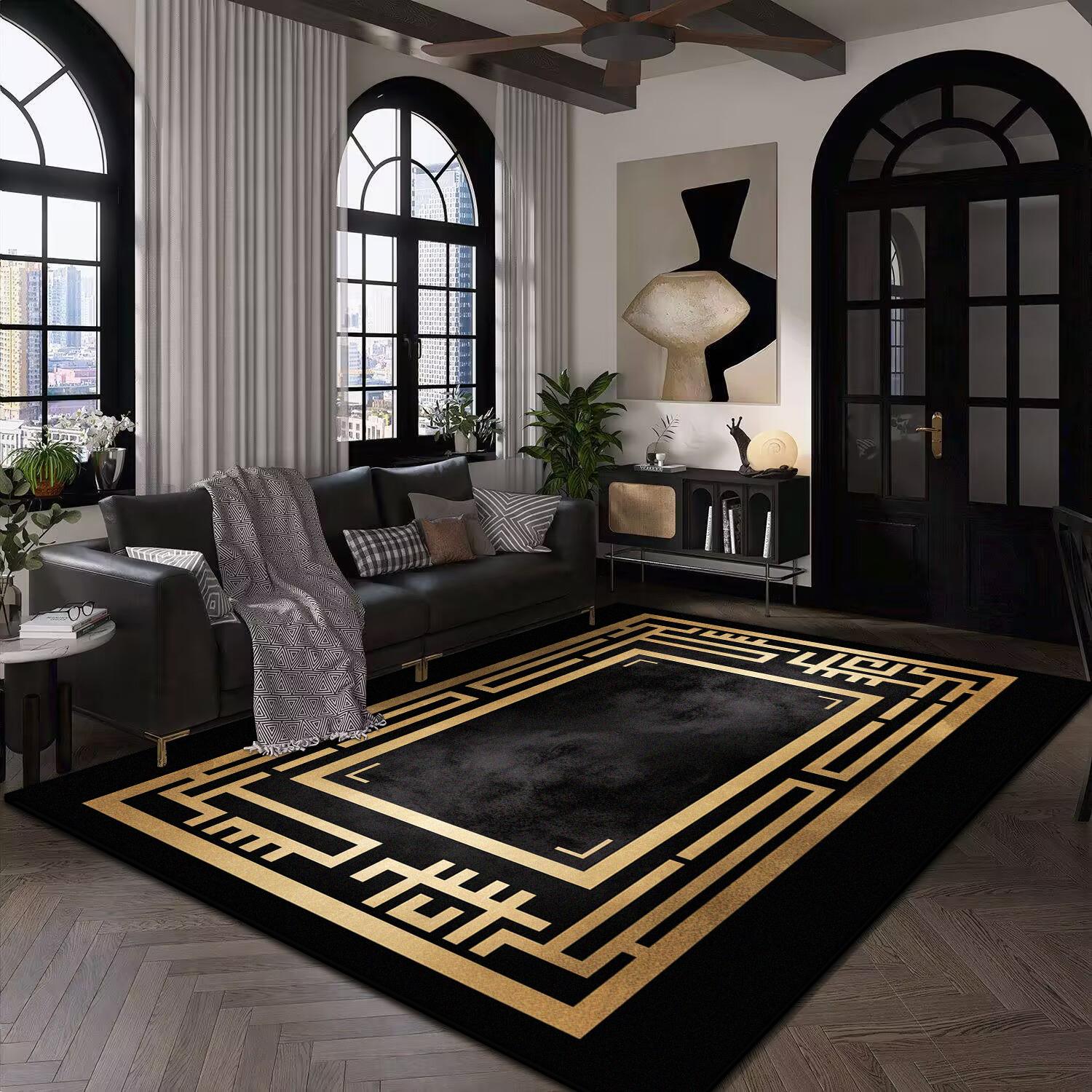 

European Luxury Retro Rugs for Living Room Home Marble Bedroom Decor Large Size Carpet Coffee Table Non-slip Mat Tapis Salon 60*90cm