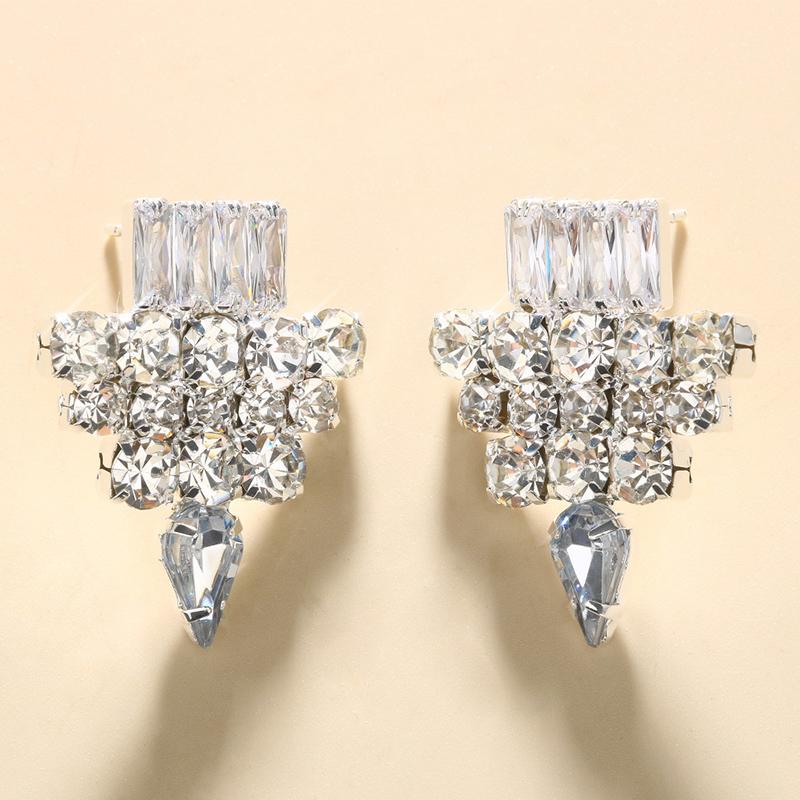 

Stonefans 1 пара геометрических серег-гвоздиков, роскошные треугольные массивные серьги для женщин, украшения для ушей со стразами, новые свадебные украшения Silver Earrings