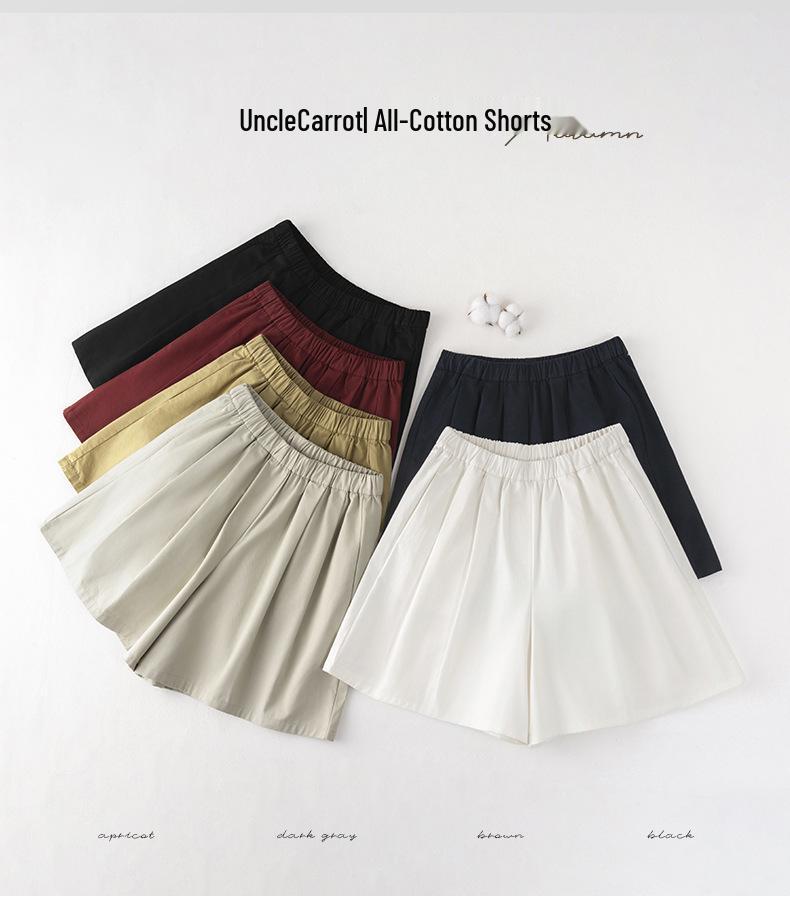 Saidi Pure Cotton Women's High Waist Loose Pleated Summer Casual Shorts