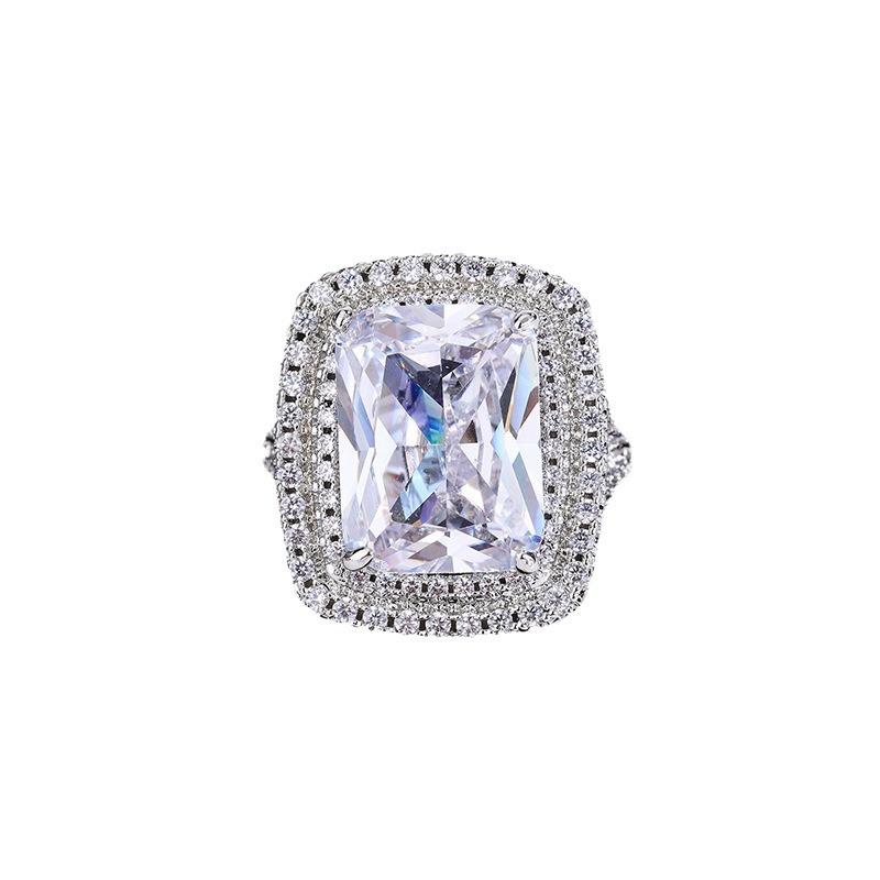 Flash Diamond Square Princess Ring European and American Fashion Women Engagement Proposal Diamond Ring