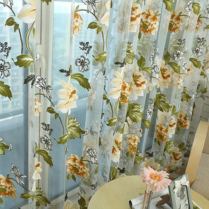 Floral Tulle Curtians for for Living Room Kitchen Embroidered Sheer Curtains Rapes For Bedroom Luxury Floral Tulle Curtains