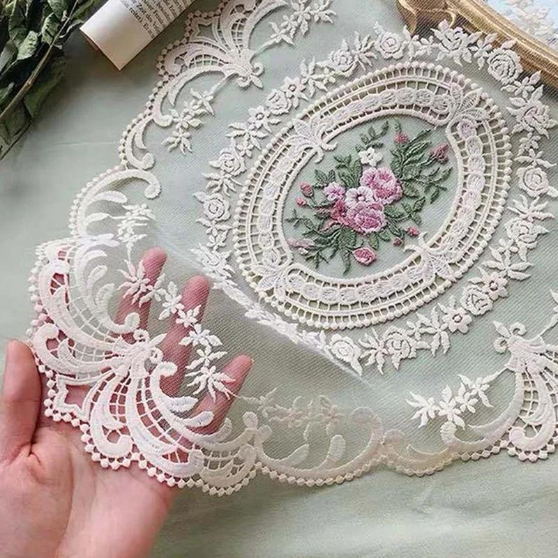 Latest Oval Lace Embroidery Table Place Mat Ins Christmas Pads Cloth Placemat Mug Coffee Tea Cup Coaster Doily Kitchen Table Decoration