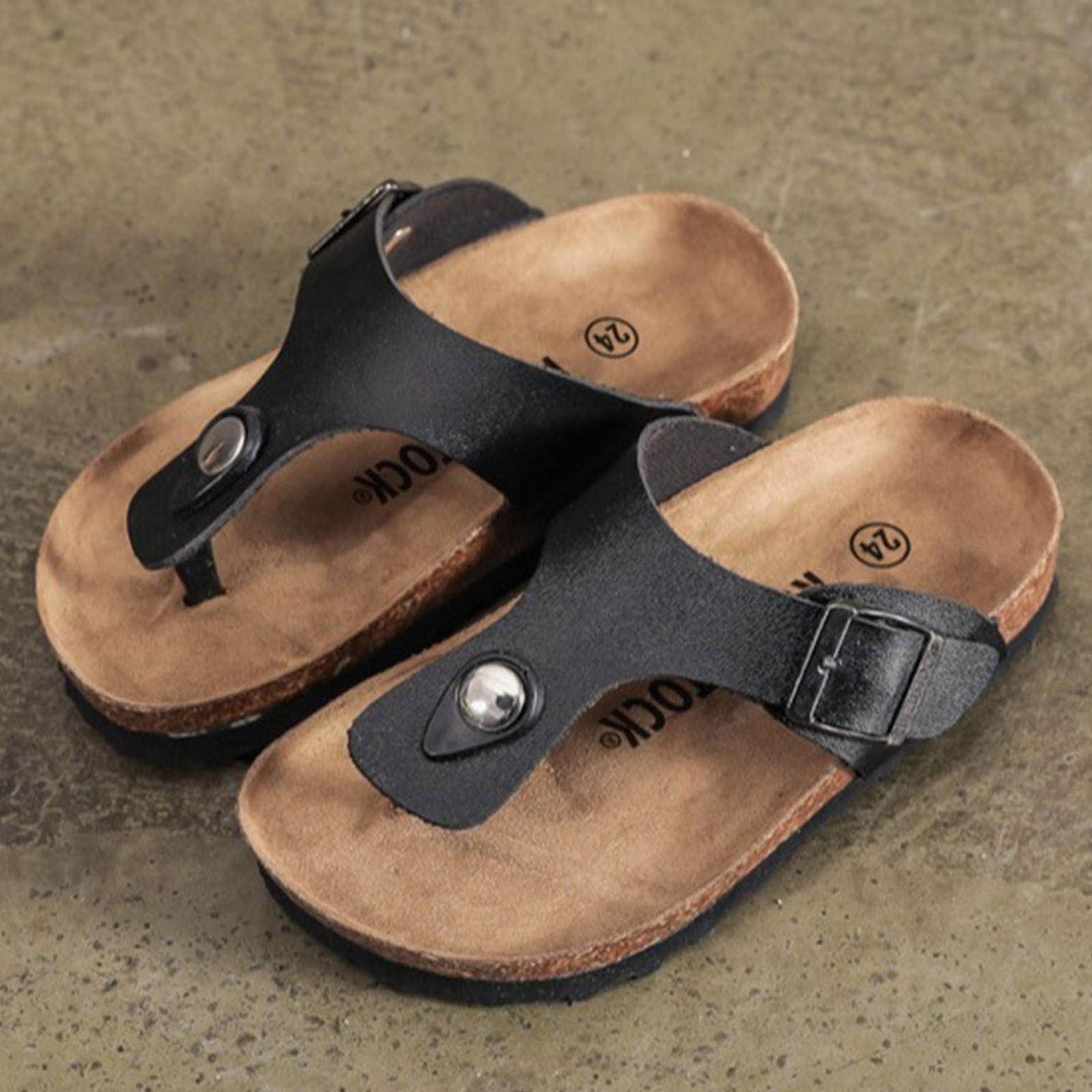 

Летние Девочка Мальчик Шлепанцы Девочки Дышащие Сандалии Модные Винтажные Детские Кожаная Обувь Дети Нескользящая Пляжная Обувь Пробка Шлепанец 8-9 Years чёрный