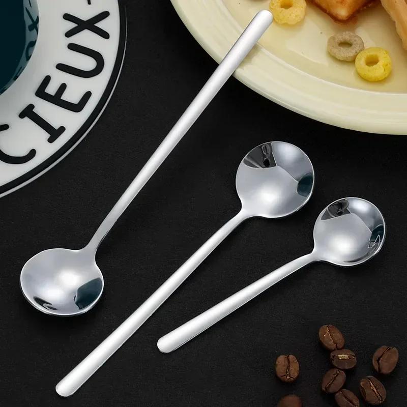 Cute Long Handle Spoons Stainless Steel Golden Coffee Spoon Dessert Ice Cream Spoon Kitchen Food Tableware Dinner Set Wedding