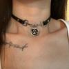 Y2K Heart Cat Paw Leather Choker, Sweet Cool Hot Girl Clavicle Necklace