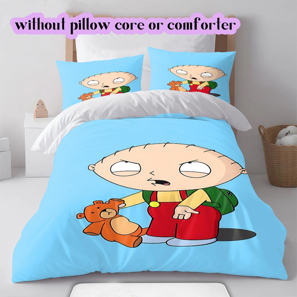 Family Guy Character Pattern Bedding Quilt Set Quilt Cover Pillowcase Home Decoration Birthday Gift (1*duvet Cover+ 2*pillowcase, Without Core)
