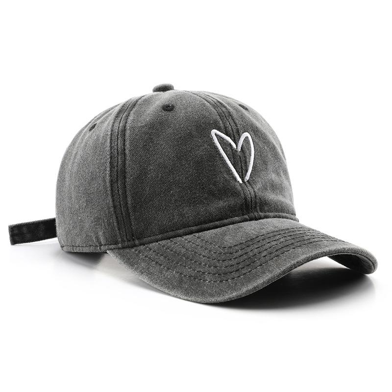 Japanese personality female retro washed old love embroidered peaked cap outdoor men travel sunscreen shading baseball cap