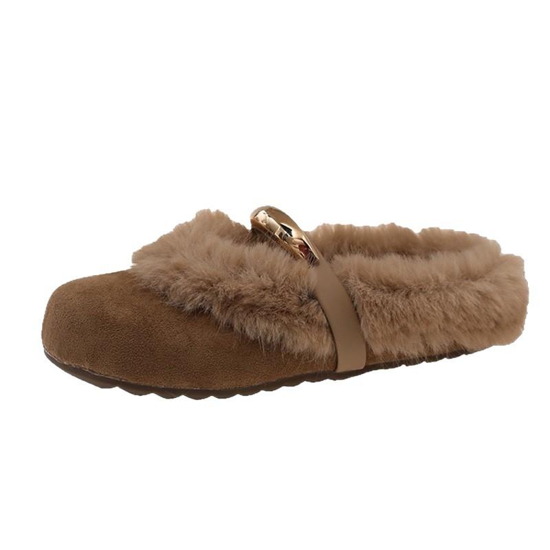 Mao Mao Boken Halbschuhe Damen Oberbekleidung 2025 neu Winter Ein-Pedal warm und bequem Lazy Bag Kopf Baumwollmopp