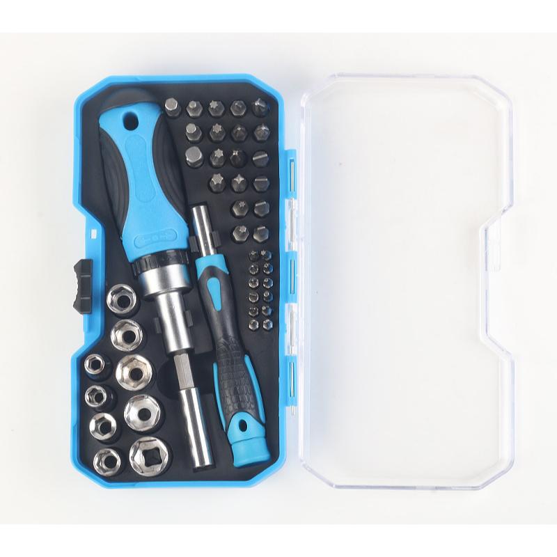 New 44Pcs Multifunctional Ratchet Screwdriver Bit Set Slotted Phillips Hex Socket Repair Tool Kit
