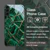 Gorgeous Emerald Pattern Tempered Glass Phone Case for Samsung Galaxy S25 Ultra S24 S23 S10 Plus S22 S21 S20 FE Shockproof Cover