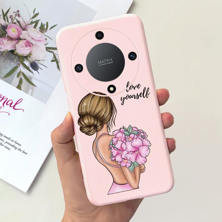 Für Honor Magic6 Lite Hülle Honor X9b Hübsche Mädchen Sonnenblumen Hülle Weiche Silikon Handyhülle Für Honor Magic6 Lite HonorX9b Bumper