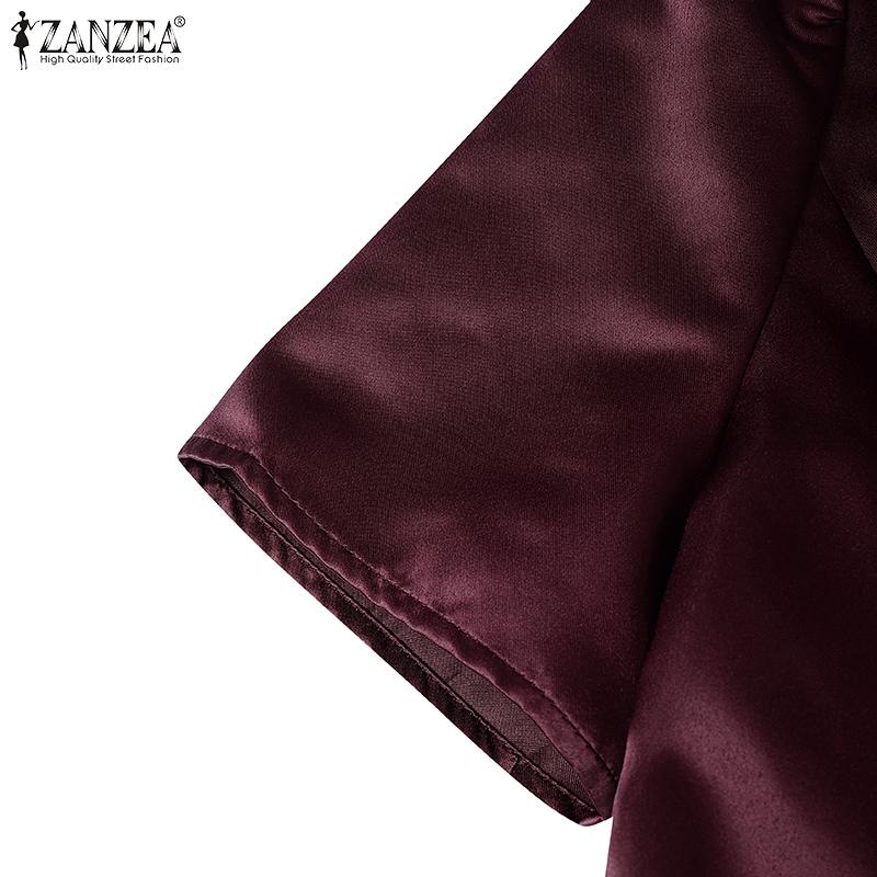 ZANZEA Women Casual V-Neck Summer Short Sleeve Blouse