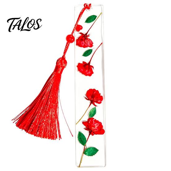 Marcador de Páginas Talos de Flor Real en Resina, Marcador de Página Seca de los 12 Meses, Marcador Prensado Hecho a Mano para Lectores, Regalo para Amantes de los Libros