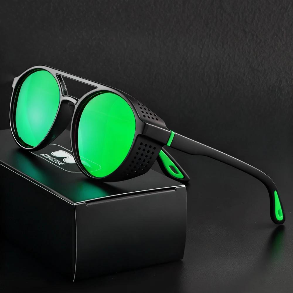 Retro Round Polarized Sunglasses Steampunk Sun Glasses Sports Running Glasses for Fishing Driving for Men Women Driver Goggles