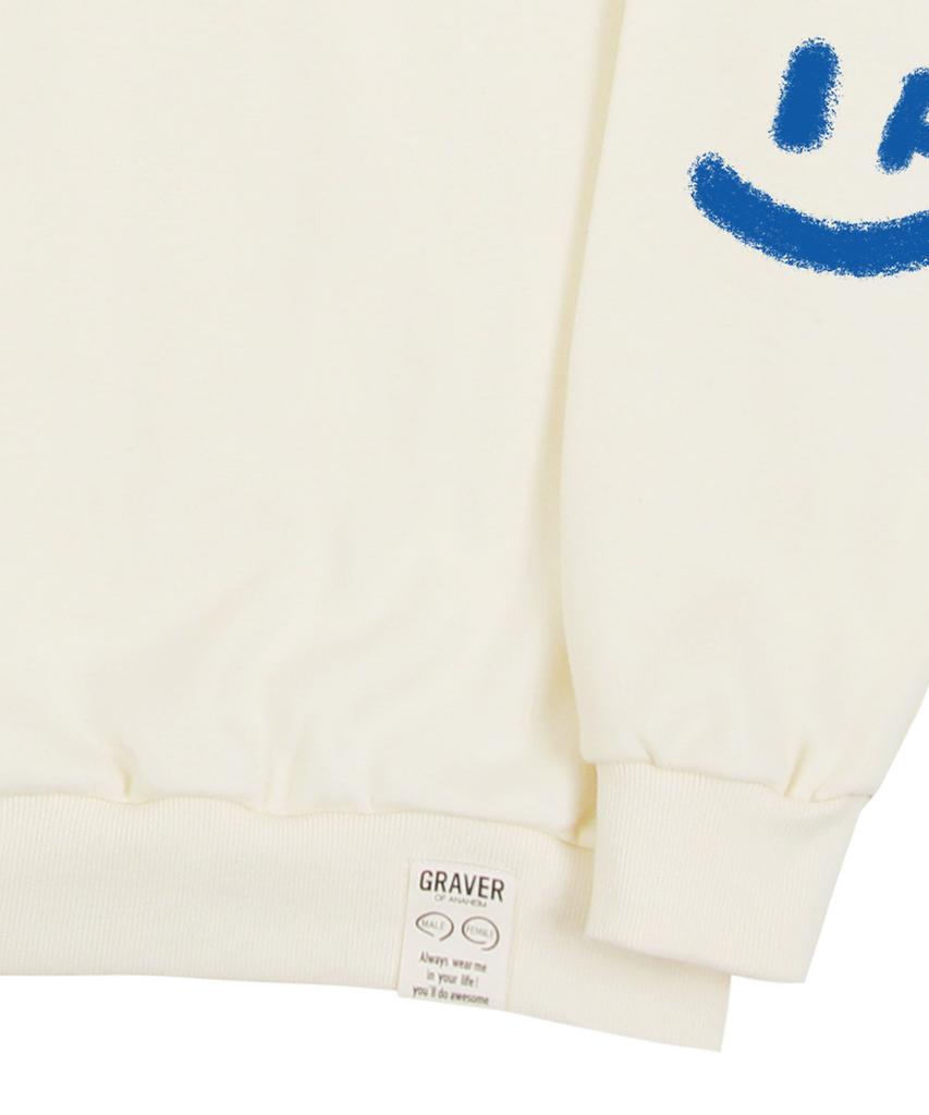 GRAVER [Unisex] Elbow Spray Smile Drawing Sweatshirt_Cream