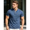 Men's 95% Cotton Henley Shirt Short Sleeve - Casual Button Neck T-Shirt with Pocket - Soft Breathable Summer Top