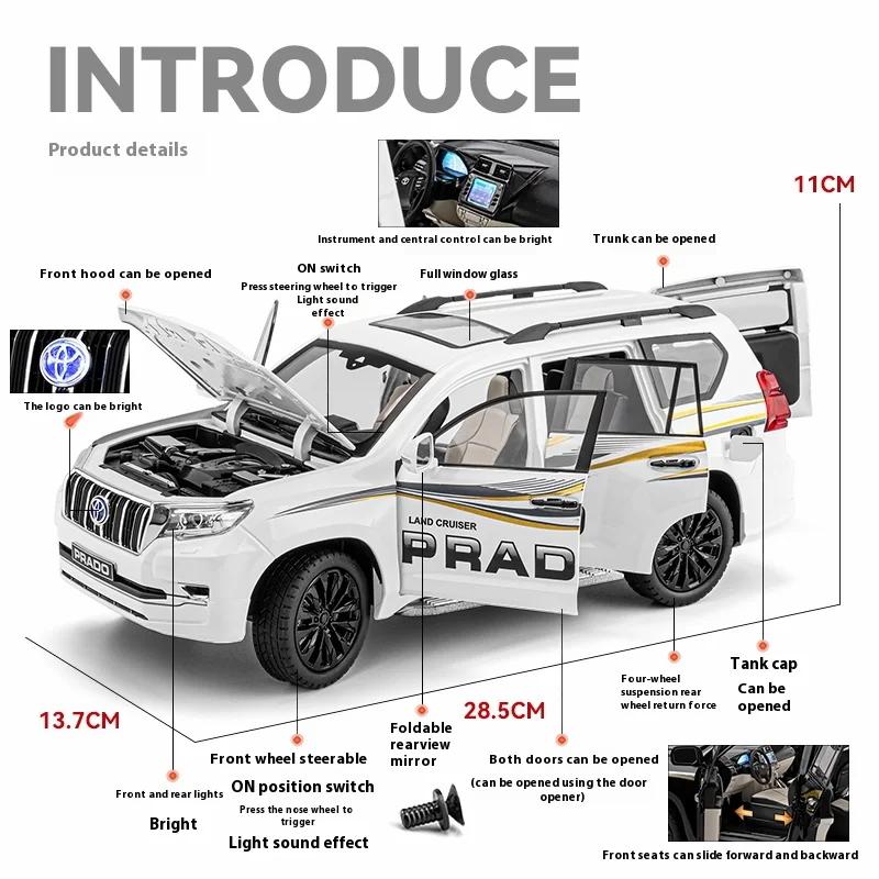 1/18 TOYOTA Land Cruiser Prado Off Road SUV Alloy Metal Car Model Diecasts Casting Sound and Light Car Toys for Children Vehicle