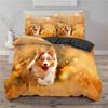Print Pet Dog Dachshund Duvet Cover Pillowcases Bedroom Set Bedding Sets Autumn Leaves Yellow Quilt Cover 3D Animal  Bed Linens
