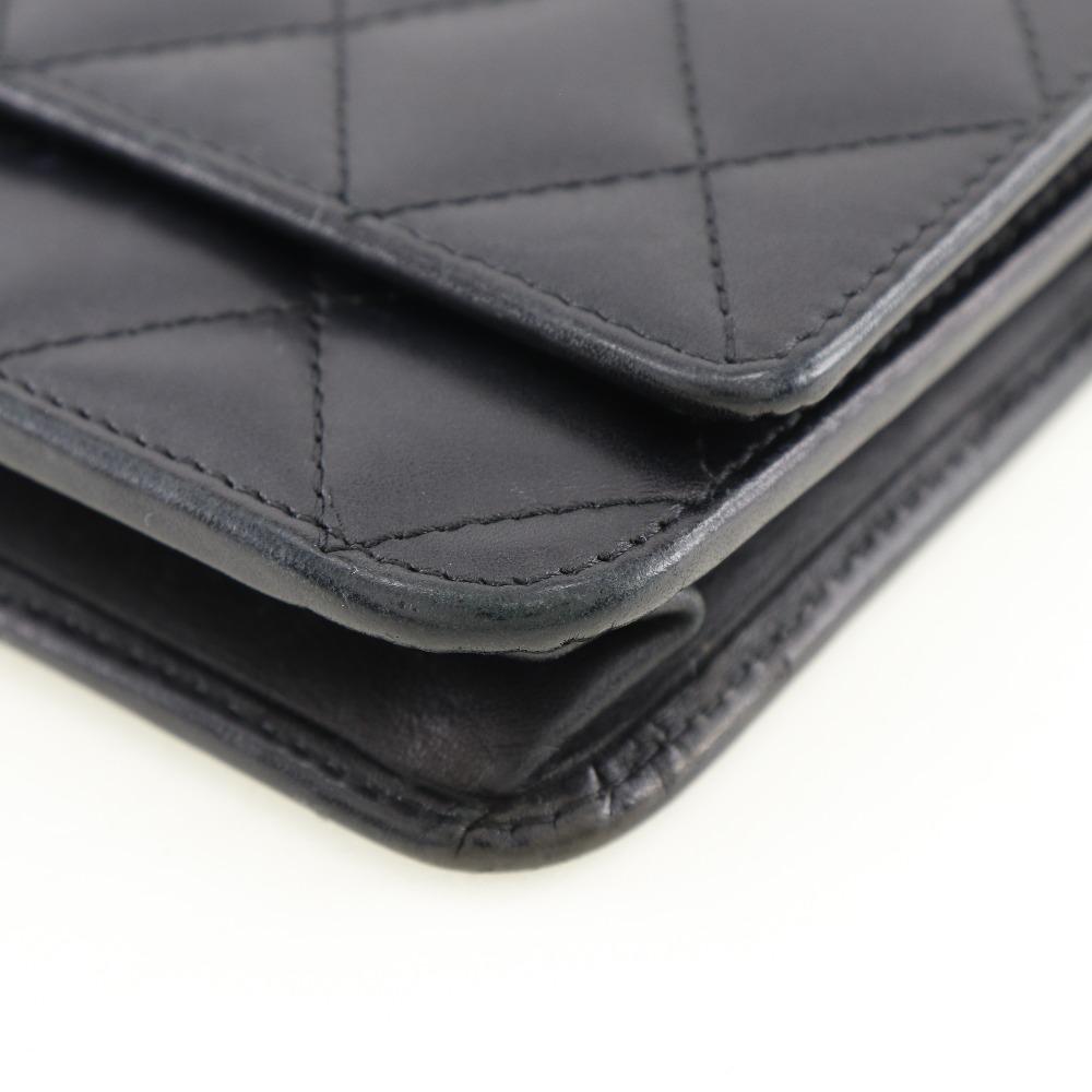 CHANEL Chain wallet Purse A46646 Cambon line black Calfskin/enamel Women Used