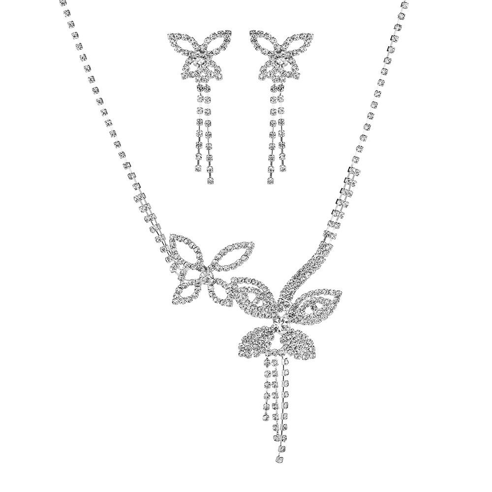 Buy Exaggerated Personalized Diamond-Encrusted Bow Necklace, Earrings, Jewelry Set, Personalized Neck Chain Full Of Diamonds.