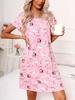 2025 Spring/Summer Women's Casual Print Round Neck Sleep Dress