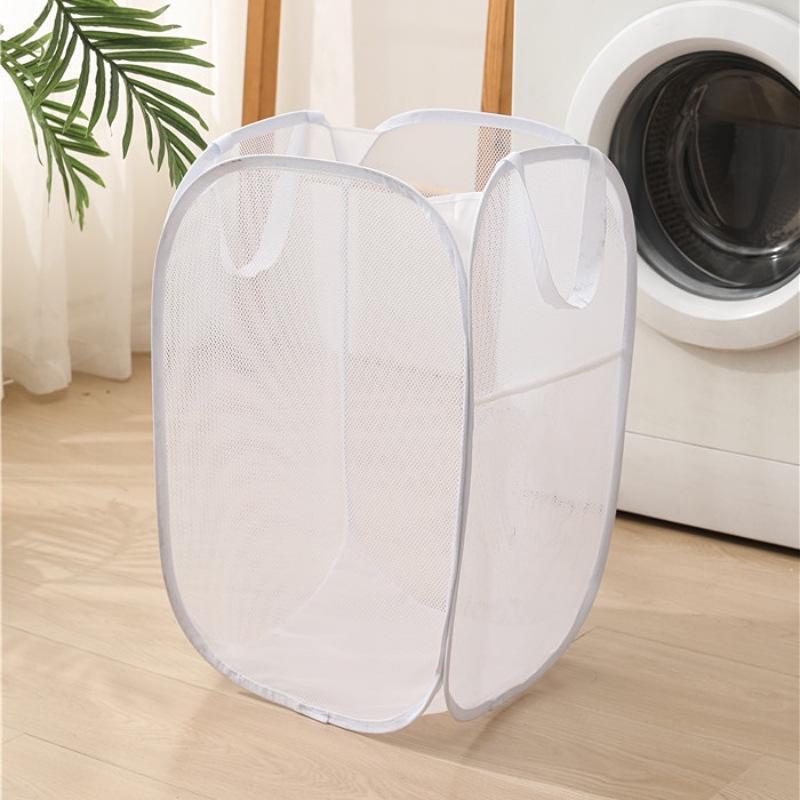 Foldable Mesh Laundry Hamper: Washable, Multifunctional Storage Basket for Clothes and Bathroom.