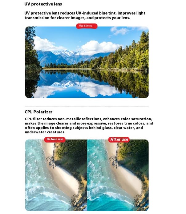 DJI Mini 5 Pro Filter Optical Glass Kit, High-Transmittance (UV/STAR/CPL/ND8-64/NIGHT/Black 1/4/ND-PL16-64)