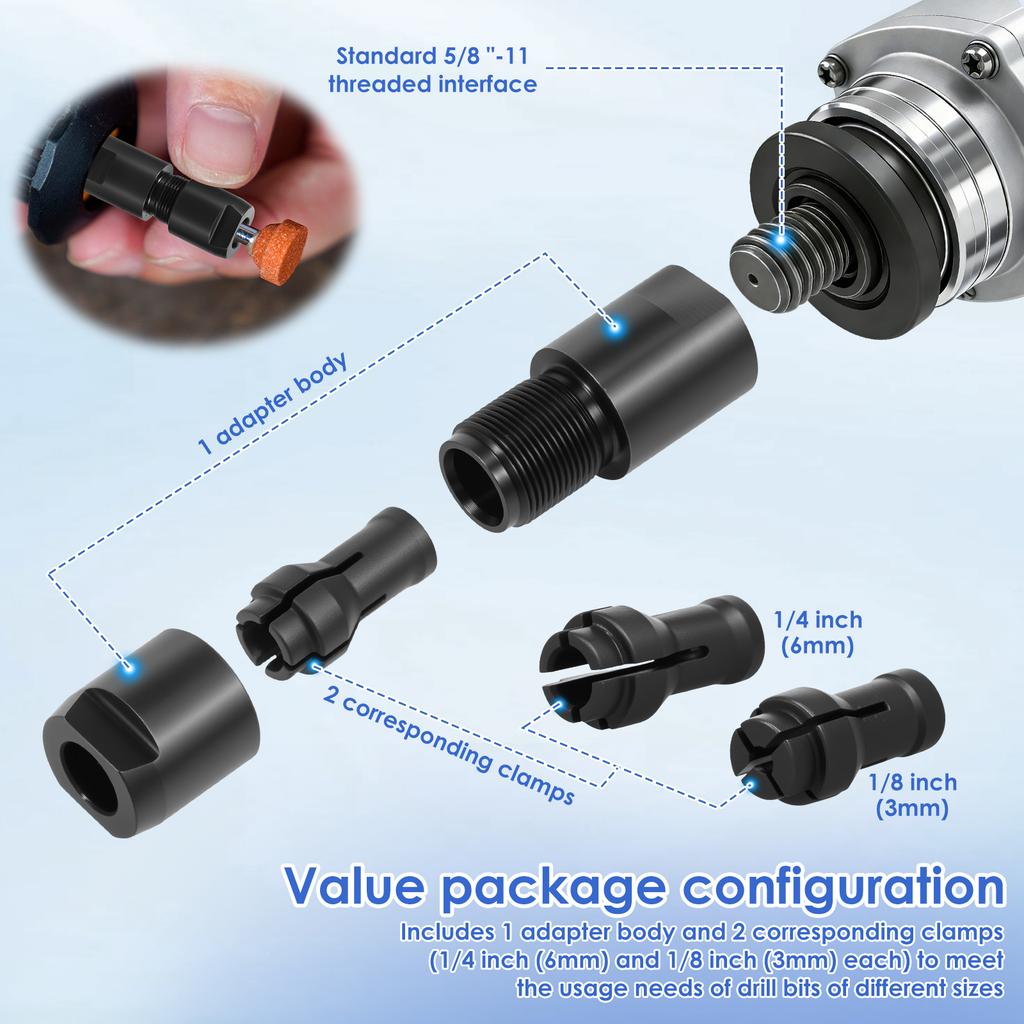 Universal Angle Grinder Modified 3/6mm Adapter To Straight Grinder Chuck For 100-type Angle Grinder M10 Thread Grinding Cutter
