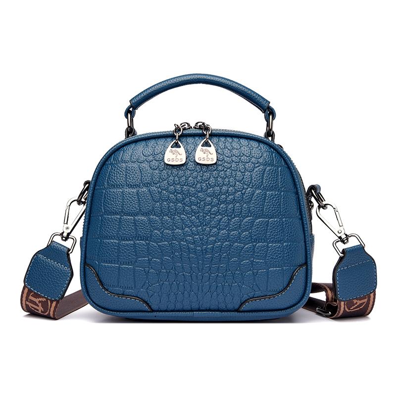

Роскошный дизайн, модная женская маленькая круглая сумка в британском стиле, классическая сумка с крокодиловым принтом, повседневная уличная сумка через плечо синий
