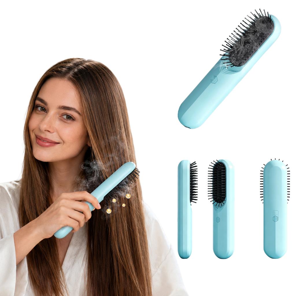 Cordless Straightening Hair Brush, Portable Cushion Brush for Smoothing and Massage