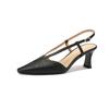 Fashion Pointed High Heels Women's Summer Baotou Shallow Mouth Set Foot Fabric Metal Buckle A Word Belt Wear-resistant High Heels