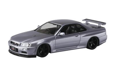 Aoshima Bunka Kyozai Rakupla Snap Kit Nissan R34 Skyline Custom Wheels Scale Plastic Model Kit (AOSHIMA) No. 12CU-AS GT-R (Athlete Silver) 1/32