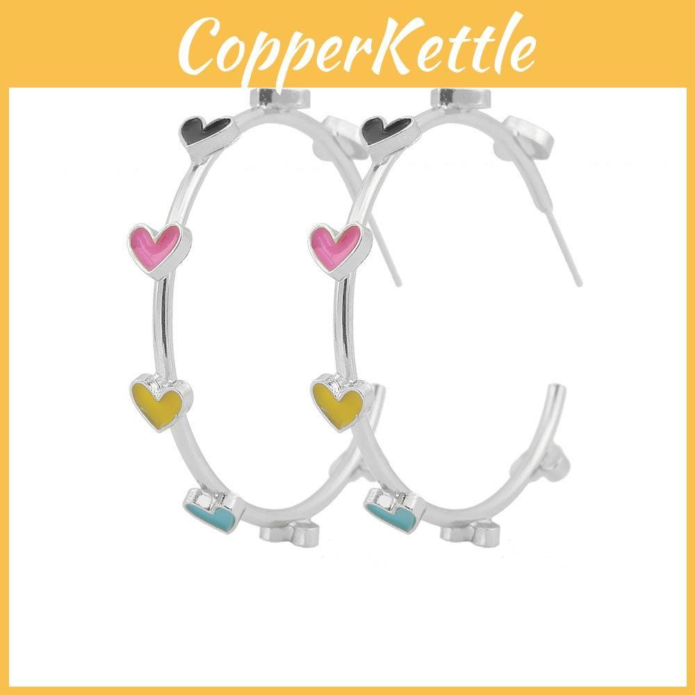 Stylish Gold Plated Heart Hoop Earrings Fashionable Alloy Heart Shape Jewelry