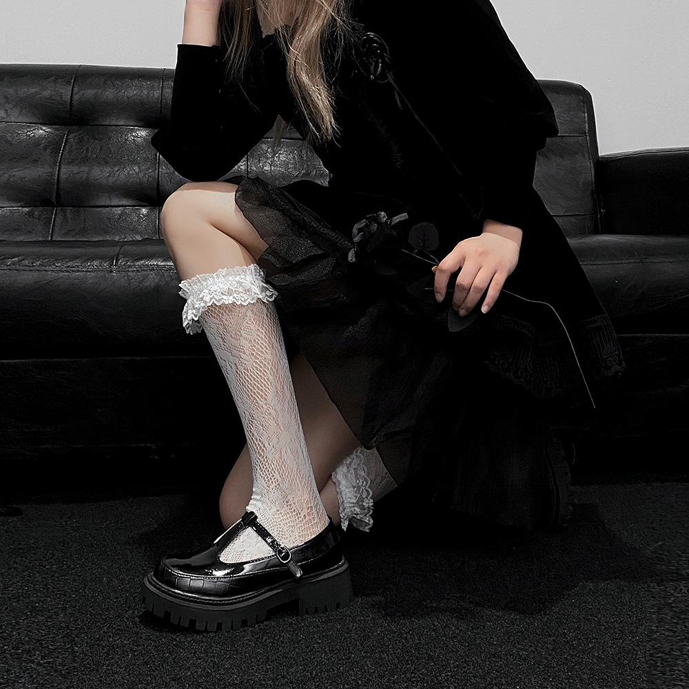 White lace calf stockings stockings women's summer lolita lolita stack socks mid tube socks jk stockings