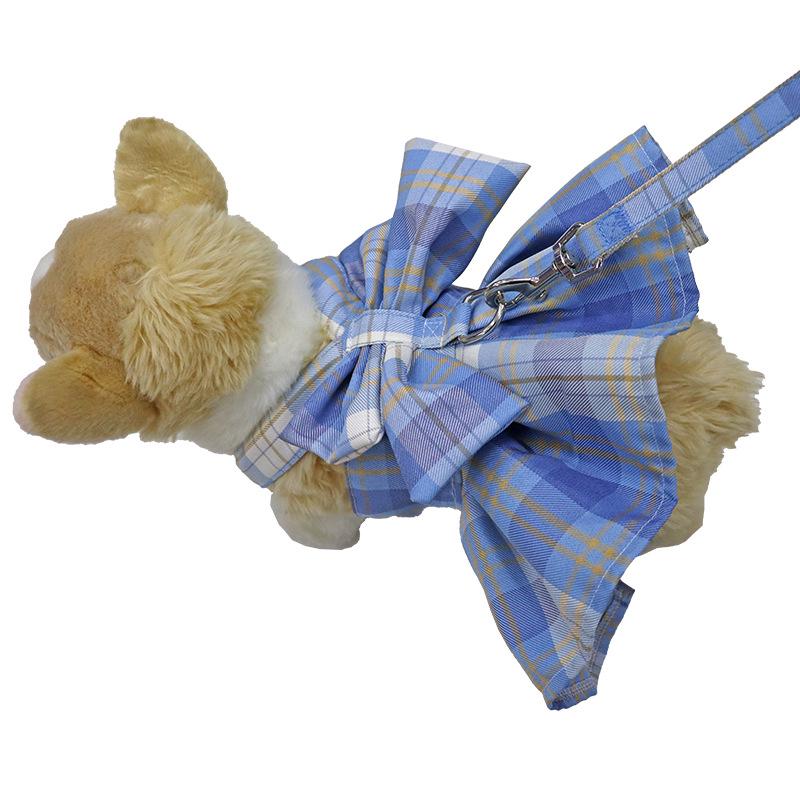 Plaid Skirt Harness with Leash for Dogs & Cats
