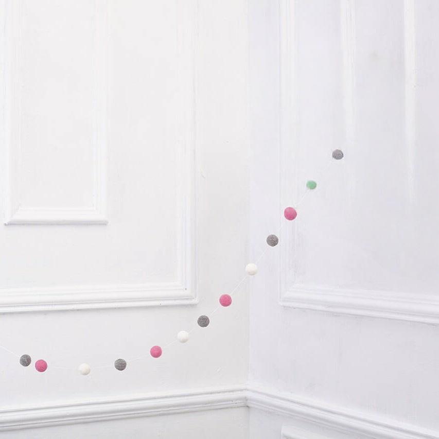 1PC 2.7m/106.29in Colorful Pompom Pendant Garland Nordic Series Wool Felt Ball String Hanging DIY Handmade Home Decor