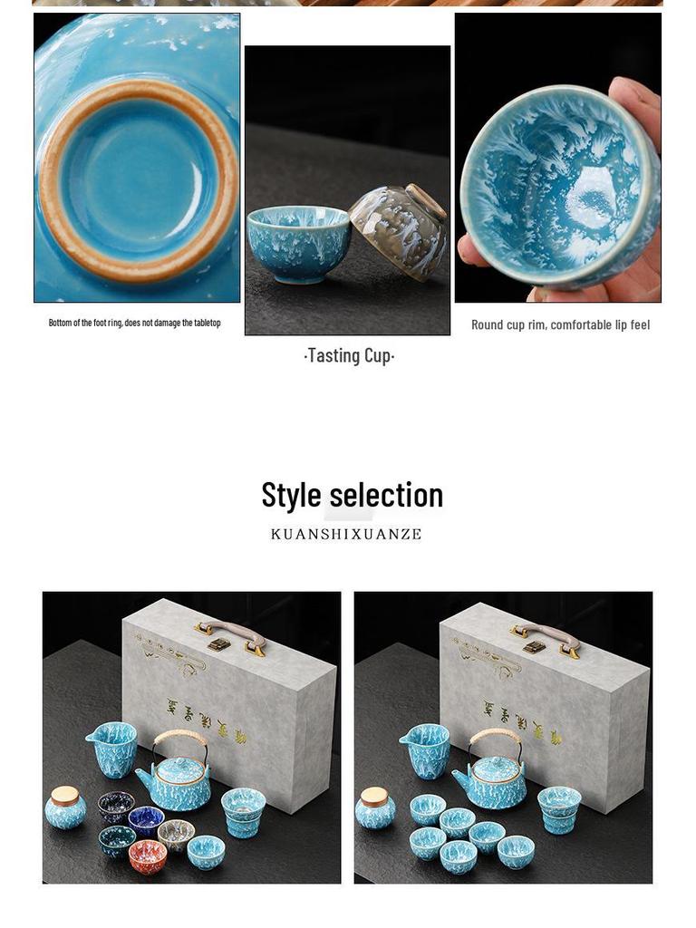 Tenmoku Glaze Kung Fu Tea Set: Teapot, Gaiwan, Jianzhan, Infuser, Gift Box
