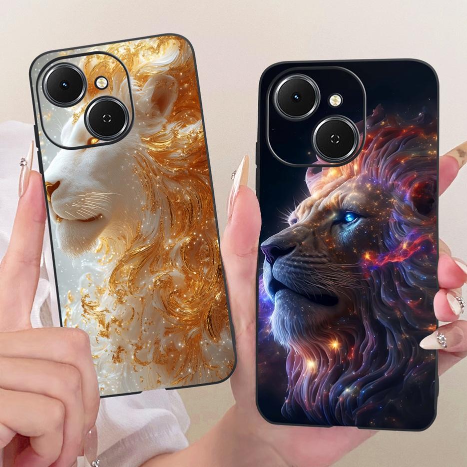 For Tecno Spark 40 Case KM5 Cute Lion Fashion Painted Cover Soft TPU Phone Cases For Tecno Spark 40C Spark40 C Back Cover Fundas