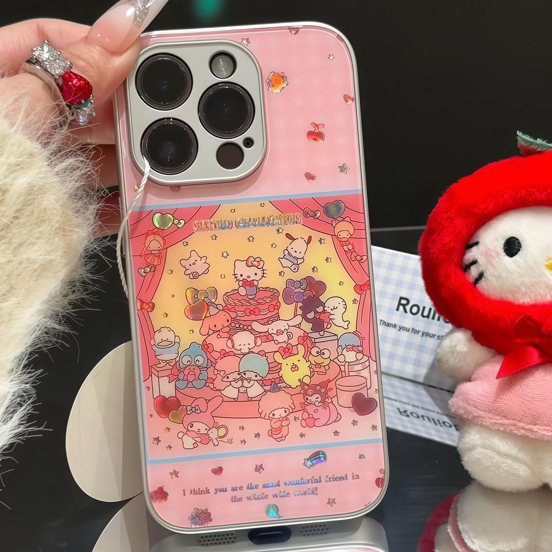 

Creative Party Kitty Glass Case for Apple iPhone 17 Pro Max/16/15/14/13 Mini Apple 12PRO