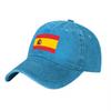 Spain Flag Embroidered Washed Cotton Baseball Cap Classic Adjustable Hat for Unisex and Women Casual Outdoor Wear Style