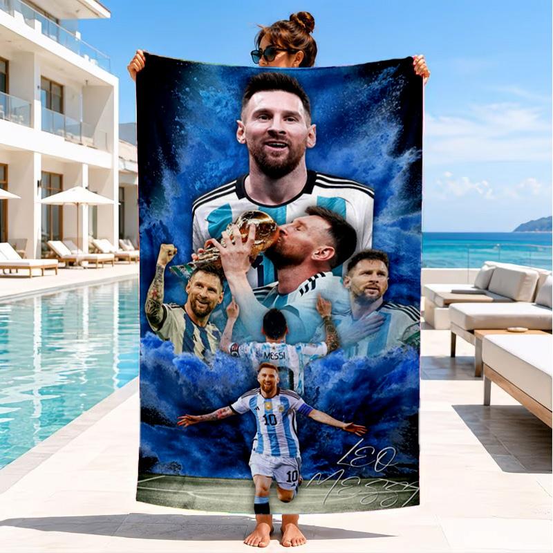 World Cup Celebration Messi Beach Towel, Quick-drying, Easy To Care For, Suitable for Both Fitness and Beach Vacations,Sports Essential