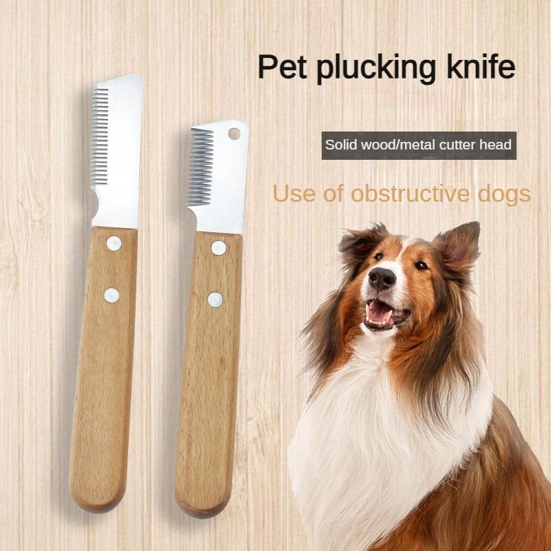 Professional Dog Comb Stainless Steel Wooden Handle Stripping Knife Pet Hair Remover Grooming Tools Undercoat Brushes Grooming