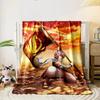 Anime Character with Flag and Sunset Style Flannel blanket for bedroom, living room, sofa, and nap sofas.