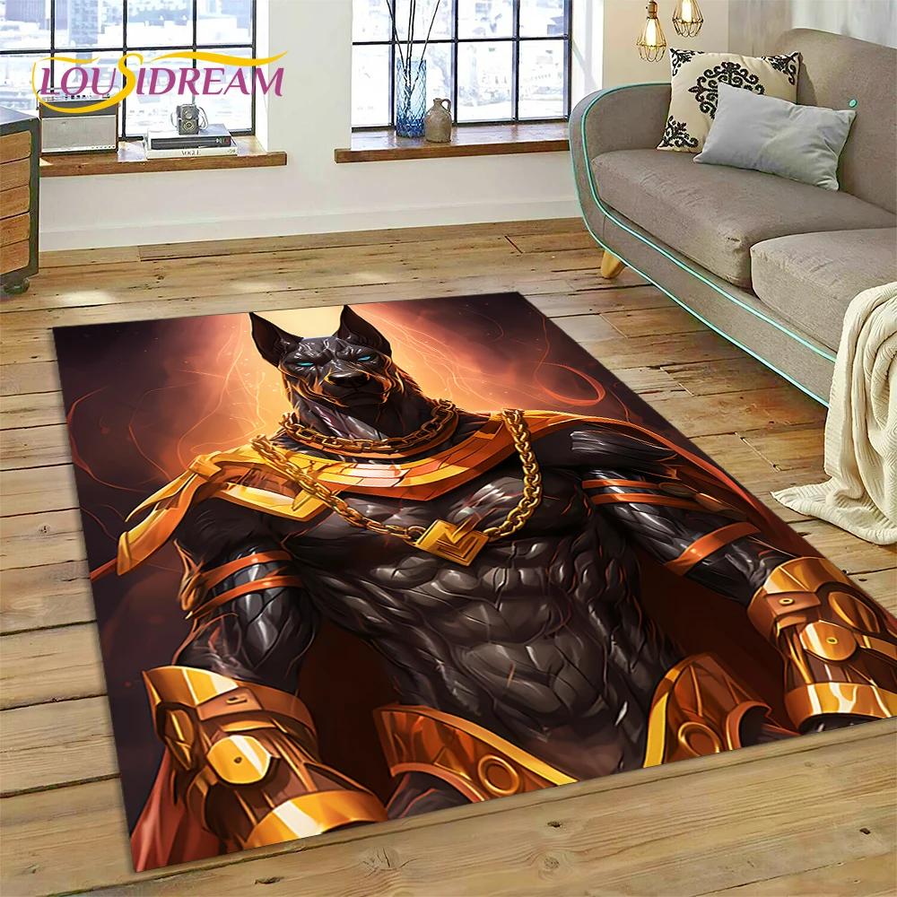 Tappeto 3D Anubis Faraone Horus Mitologia egizia Dei Tappeto per casa Soggiorno Camera da letto Divano Zerbino Decor, Tappeto Tappetino antiscivolo